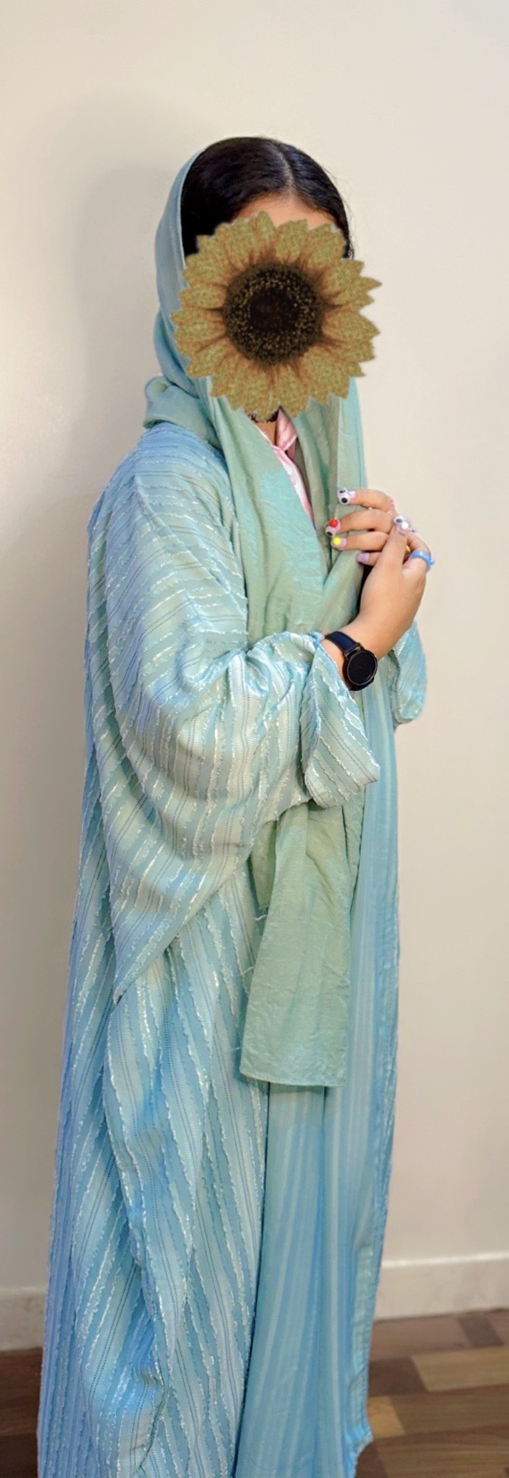 عبايه لون تيفاني رائع