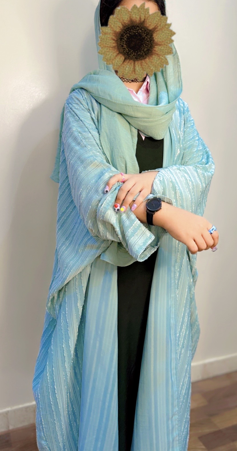 عبايه لون تيفاني رائع